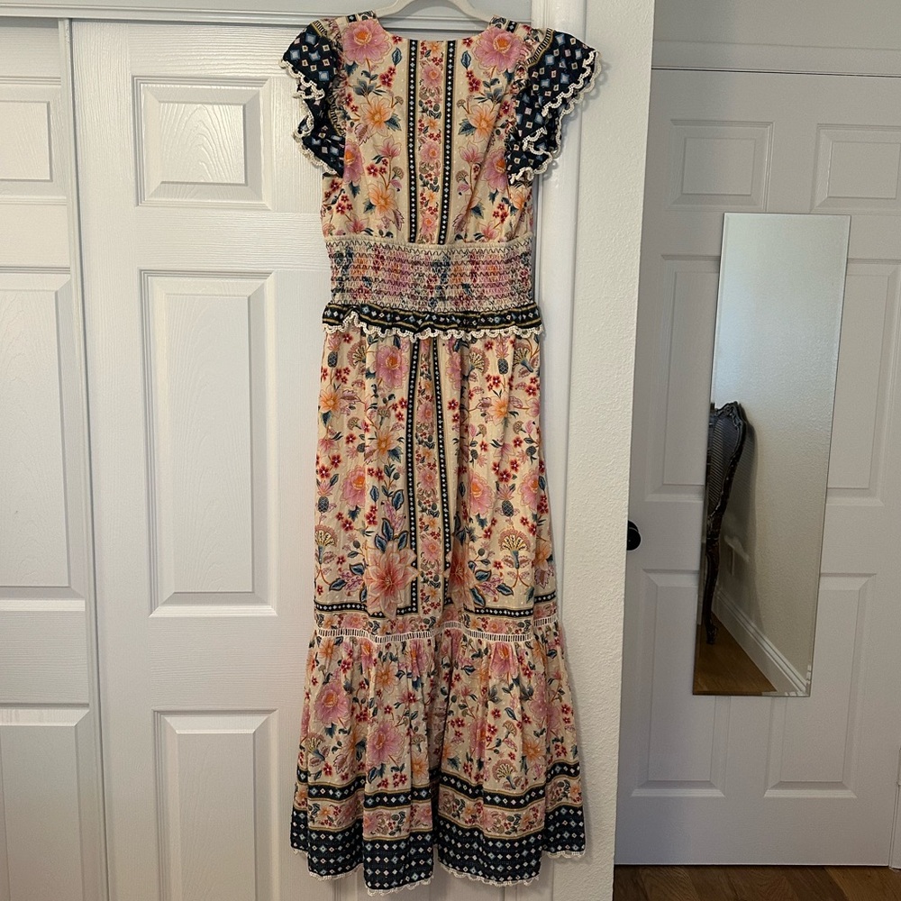 FARM Rio Cream Floral Maxi Dress with Navy Trim - Picture 5 of 5